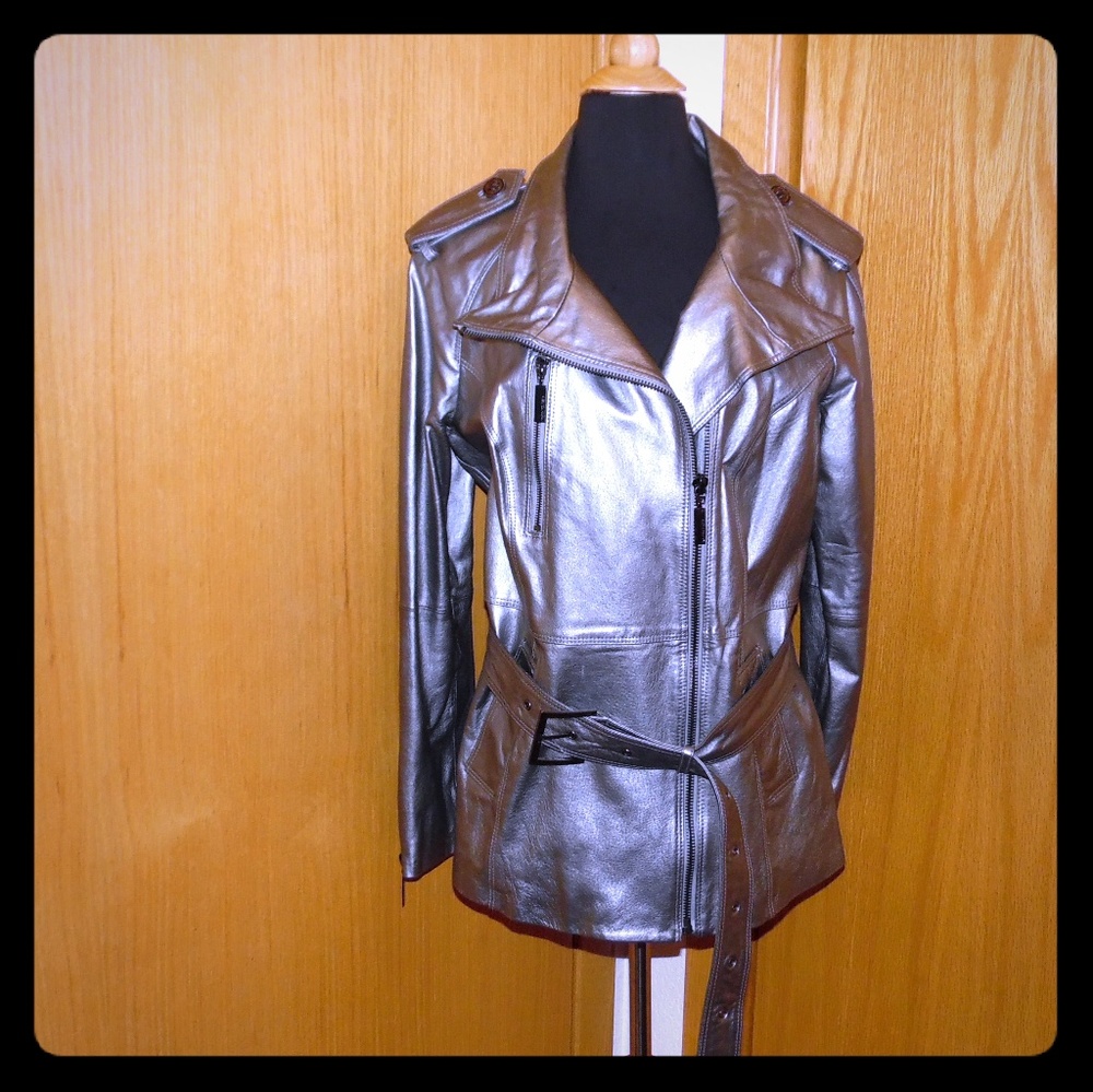 Queen Collection Pewter Leather Jacket